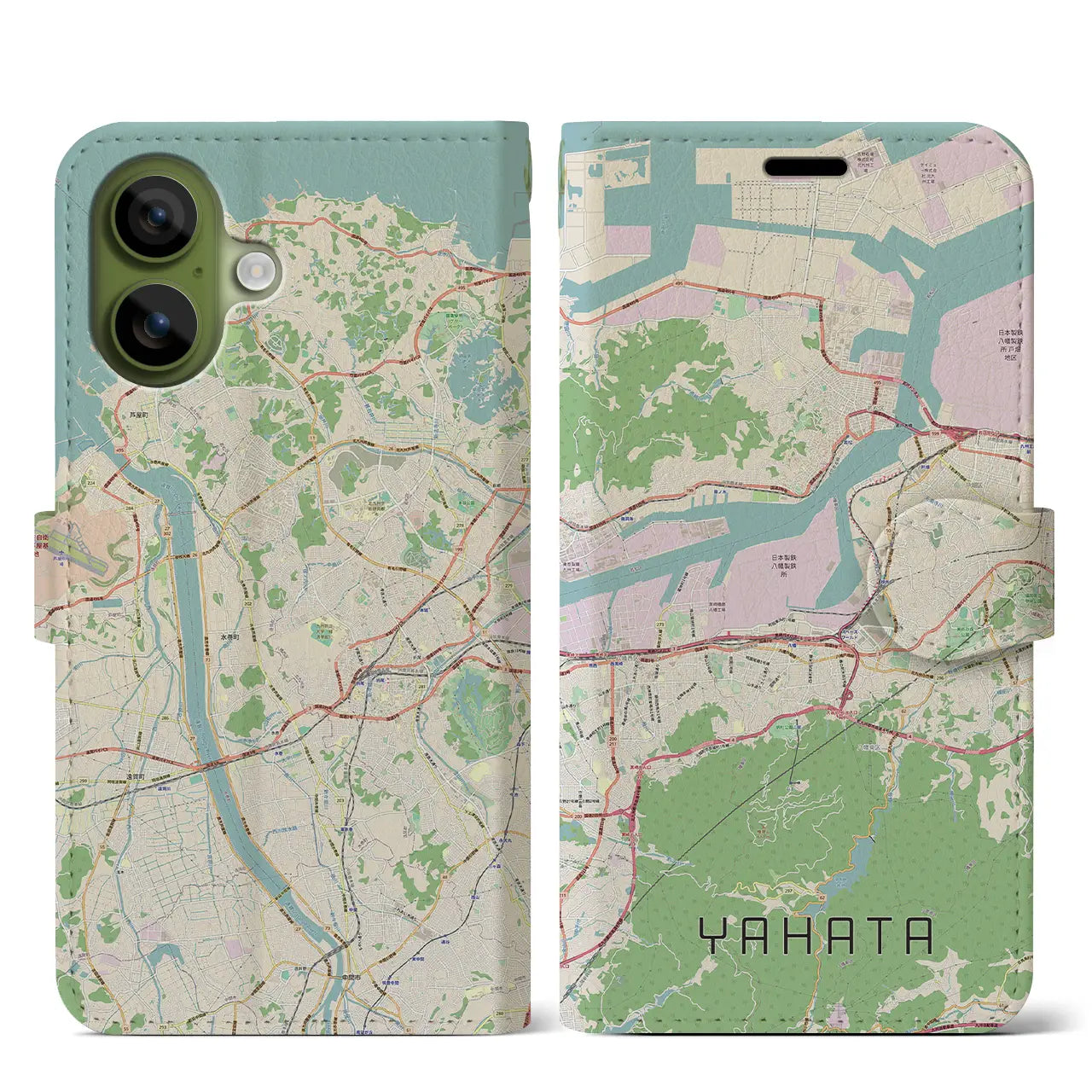 【八幡(福岡県)】地図柄iPhoneケース(手帳タイプ)