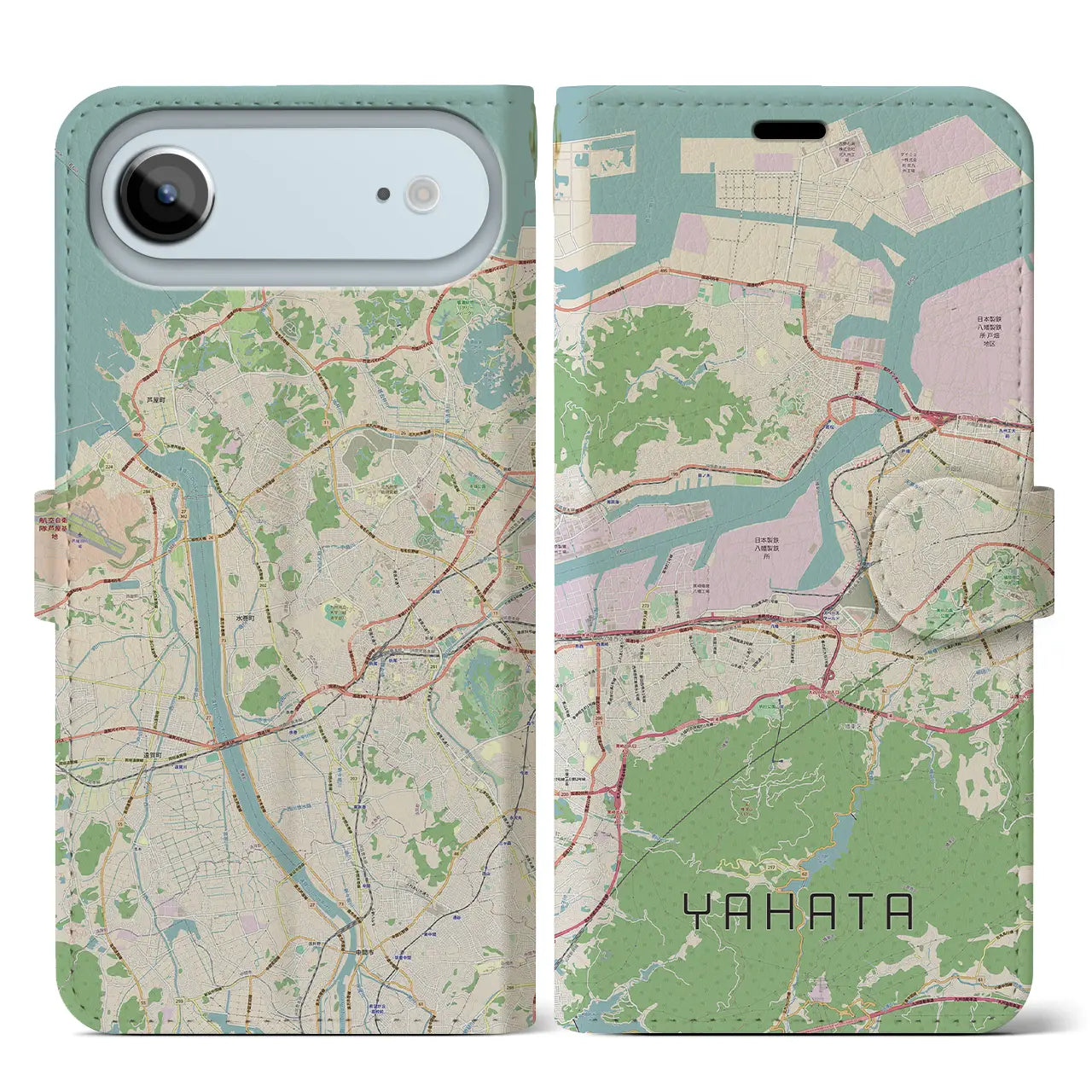 【八幡(福岡県)】地図柄iPhoneケース(手帳タイプ)