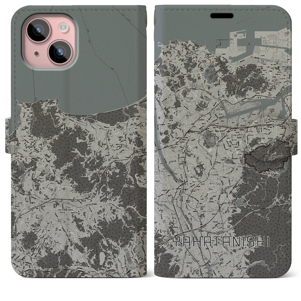 【八幡西(福岡県)】地図柄iPhoneケース(手帳タイプ)