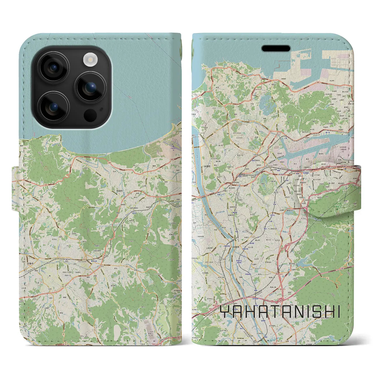 【八幡西(福岡県)】地図柄iPhoneケース(手帳タイプ)ナチュラル・iPhone 16 用