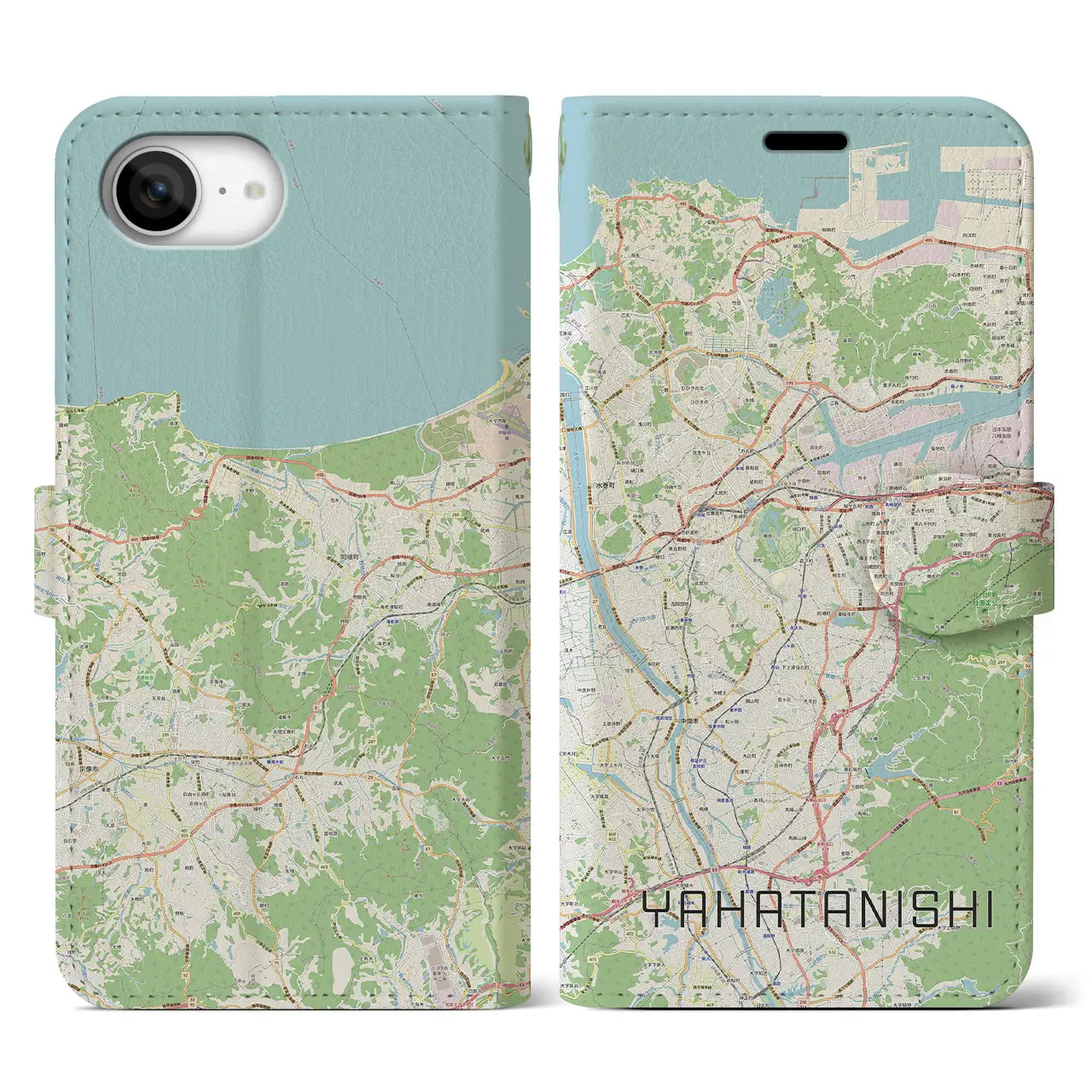 【八幡西(福岡県)】地図柄iPhoneケース(手帳タイプ)