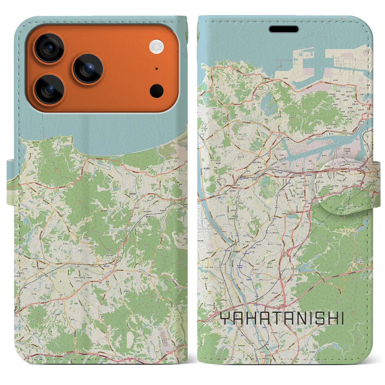 【八幡西(福岡県)】地図柄iPhoneケース(手帳タイプ)