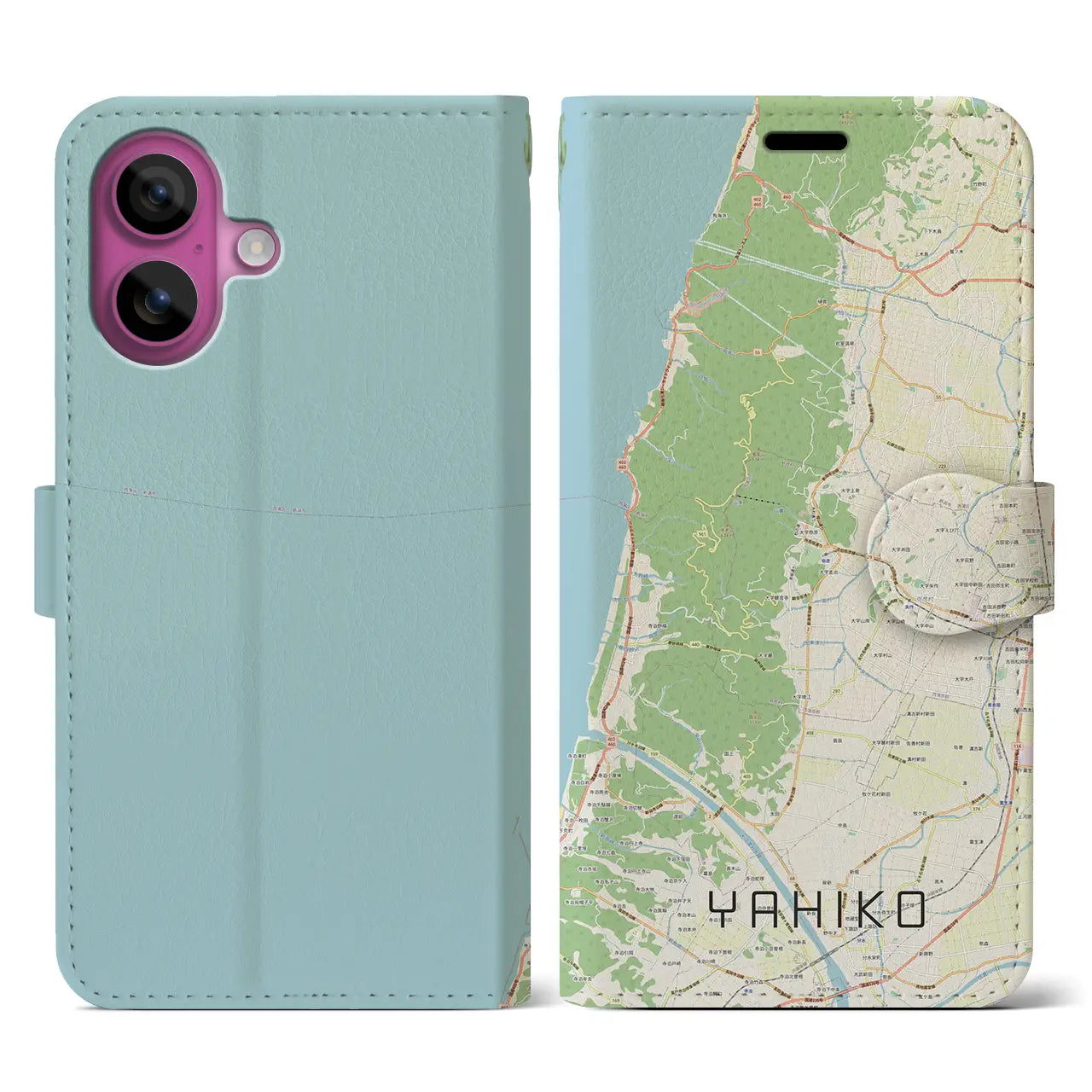 【弥彦(新潟県)】地図柄iPhoneケース(手帳タイプ)ナチュラル・iPhone 16 Pro 用