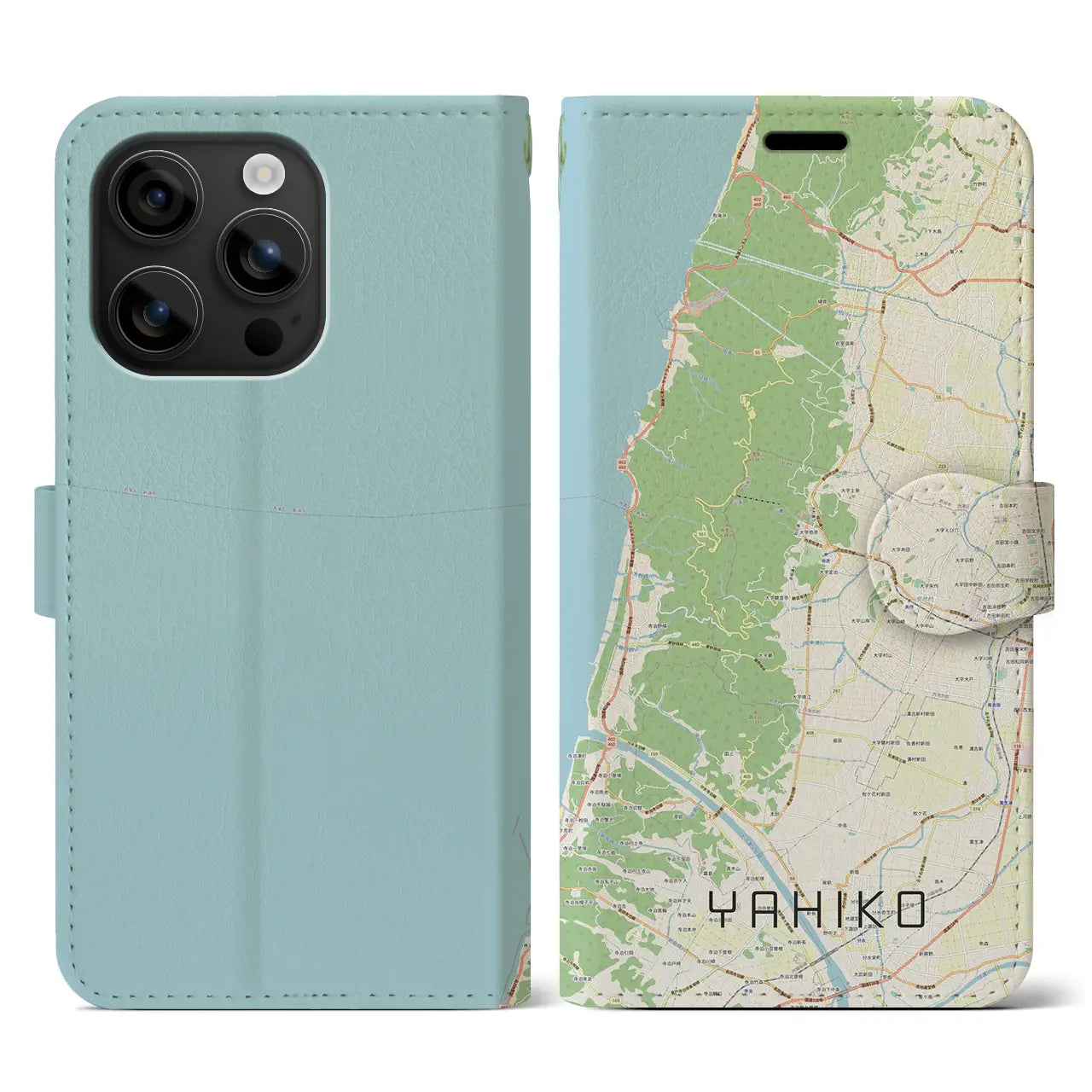 【弥彦(新潟県)】地図柄iPhoneケース(手帳タイプ)ナチュラル・iPhone 16 用