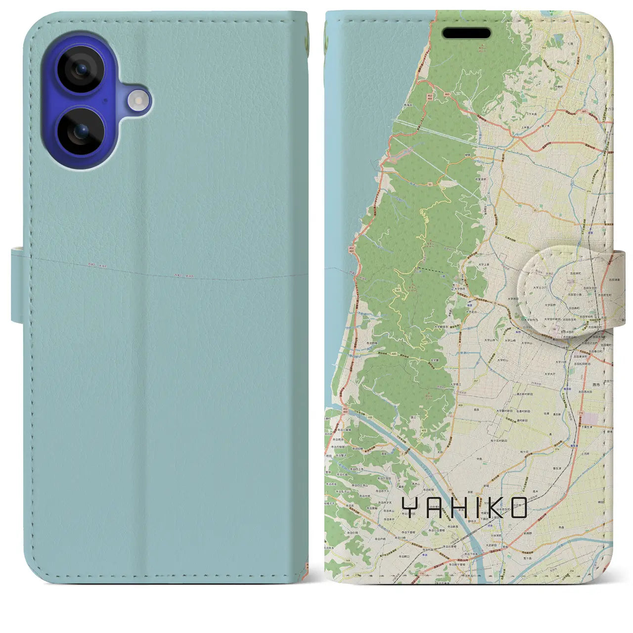 【弥彦(新潟県)】地図柄iPhoneケース(手帳タイプ)ナチュラル・iPhone 16 Pro Max 用