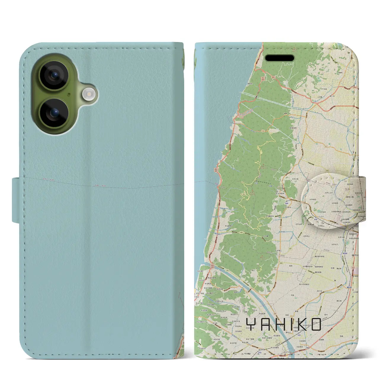 【弥彦(新潟県)】地図柄iPhoneケース(手帳タイプ)ナチュラル・iPhone 17 Pro Max 用