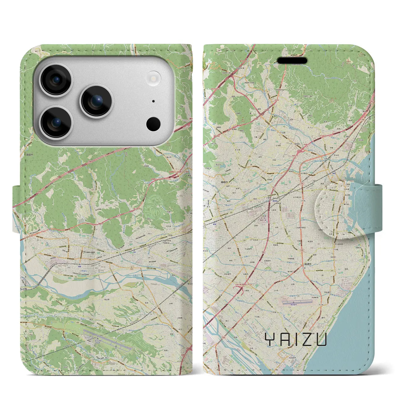 【焼津(静岡県)】地図柄iPhoneケース(手帳タイプ)