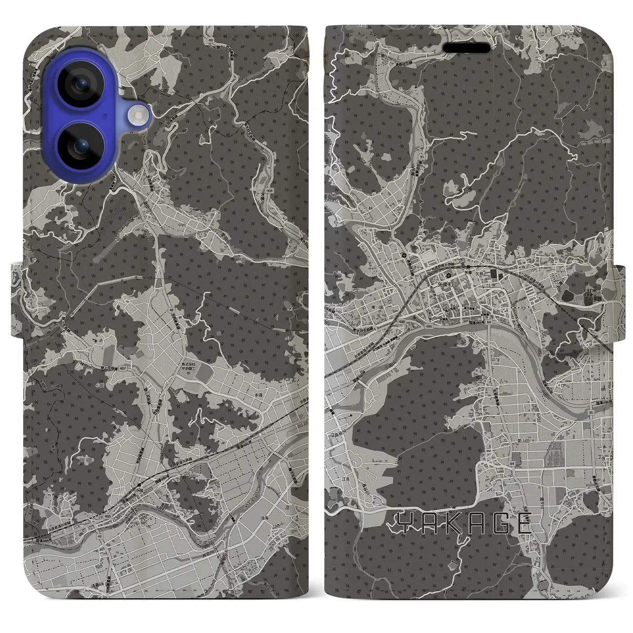 【矢掛(岡山県)】地図柄iPhoneケース(手帳タイプ)
