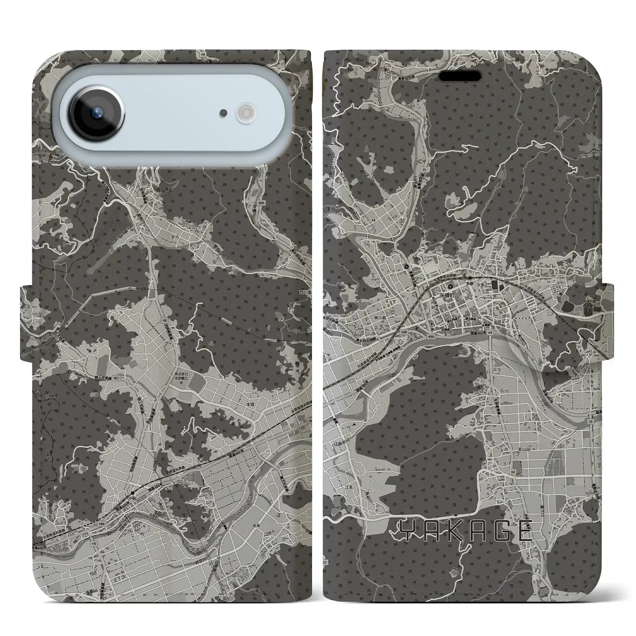【矢掛(岡山県)】地図柄iPhoneケース(手帳タイプ)