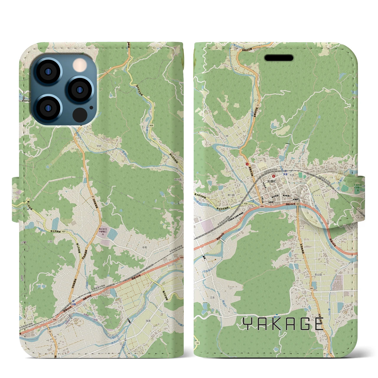 【矢掛(岡山県)】地図柄iPhoneケース(手帳タイプ)