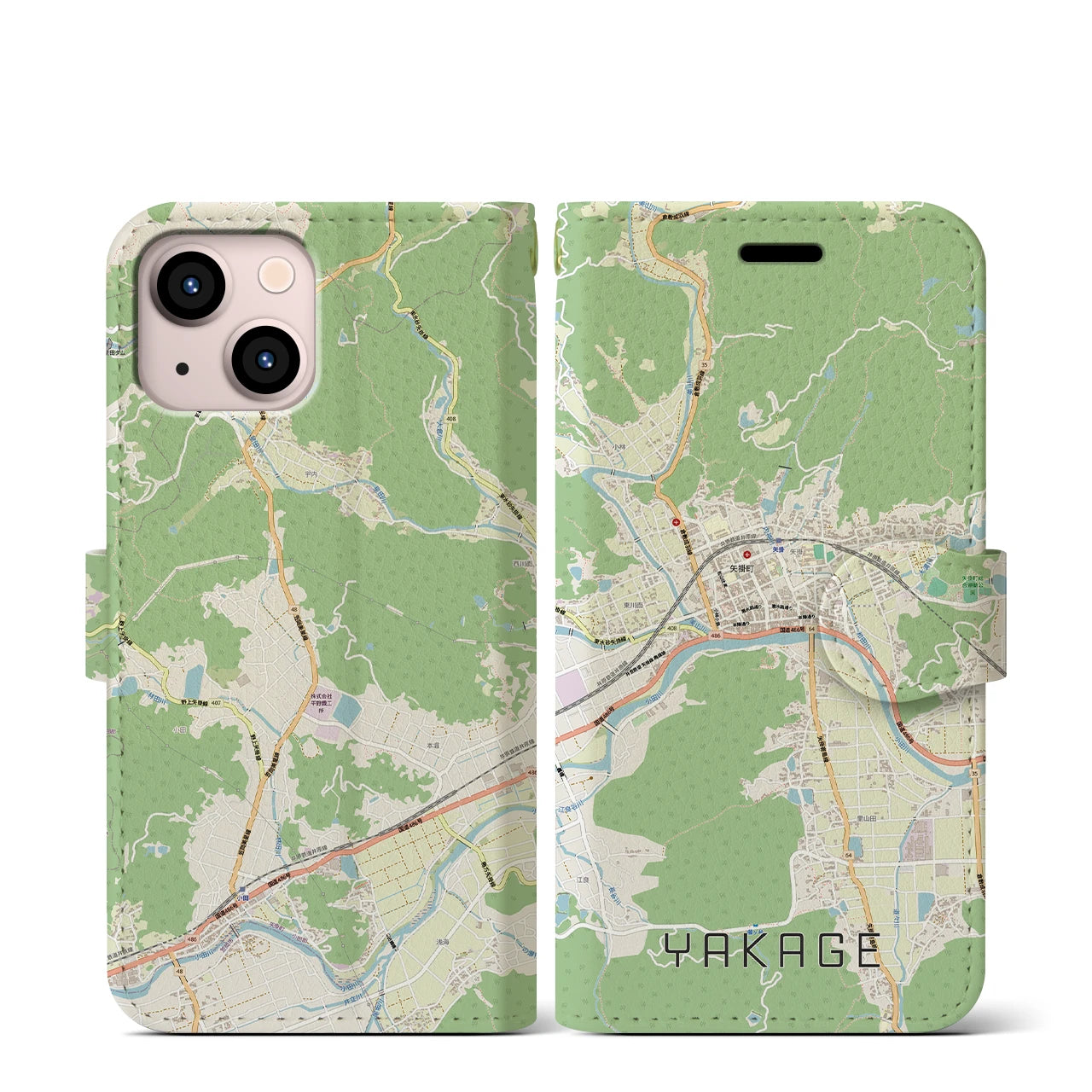 【矢掛(岡山県)】地図柄iPhoneケース(手帳タイプ)