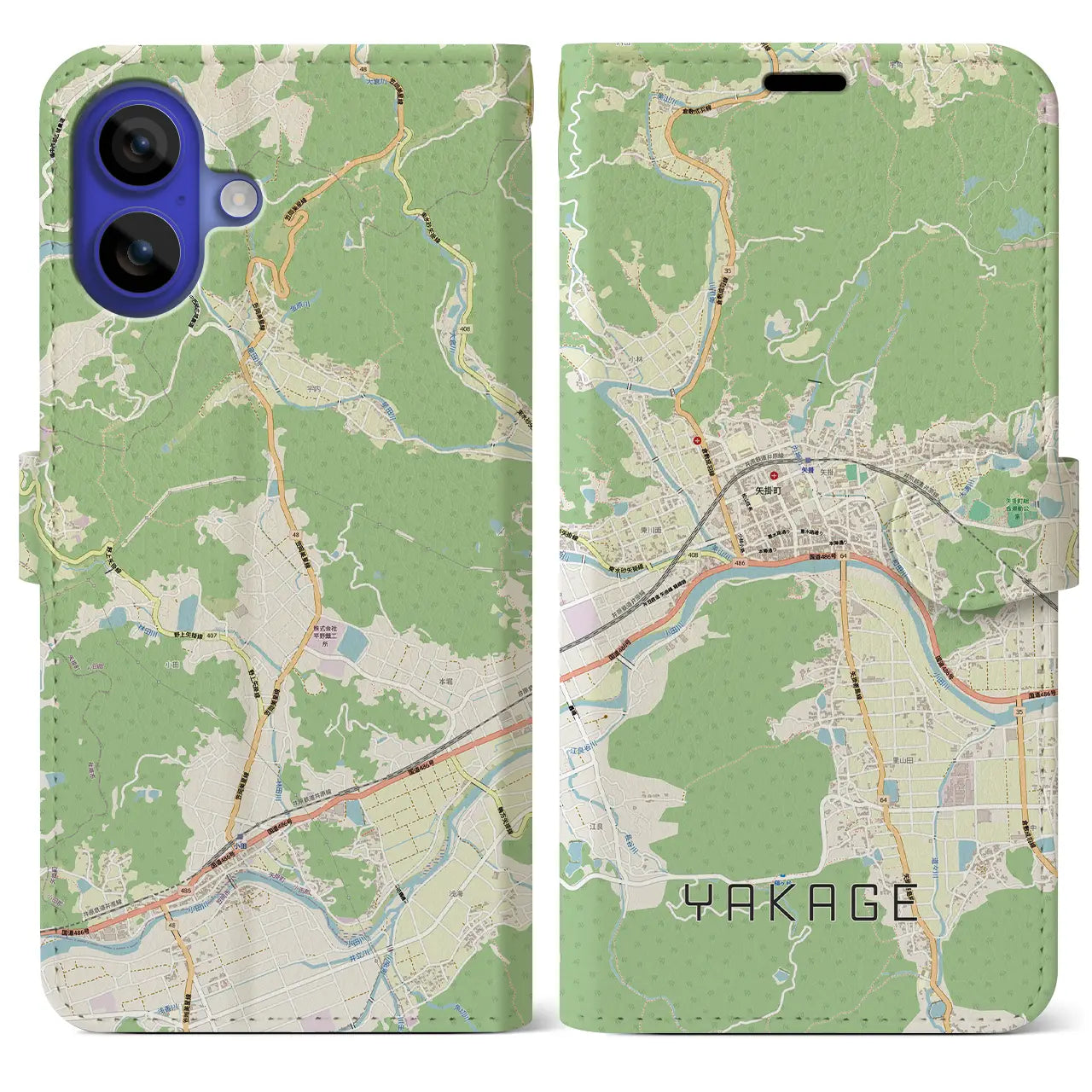 【矢掛(岡山県)】地図柄iPhoneケース(手帳タイプ)