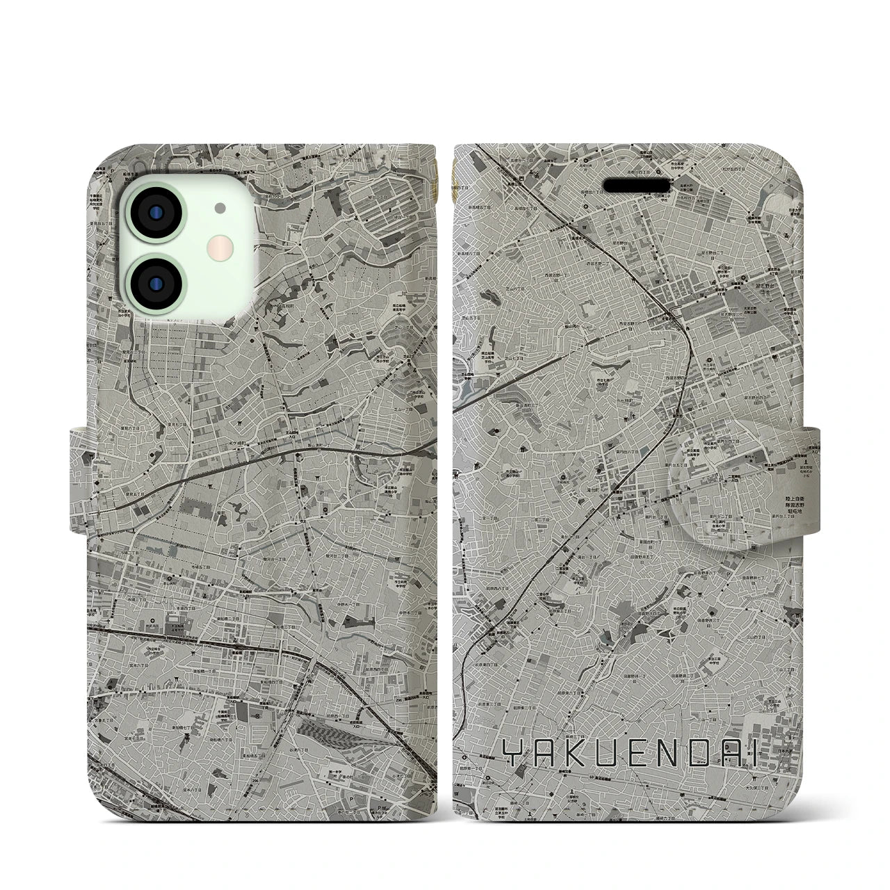 【薬園台(千葉県)】地図柄iPhoneケース(手帳タイプ)