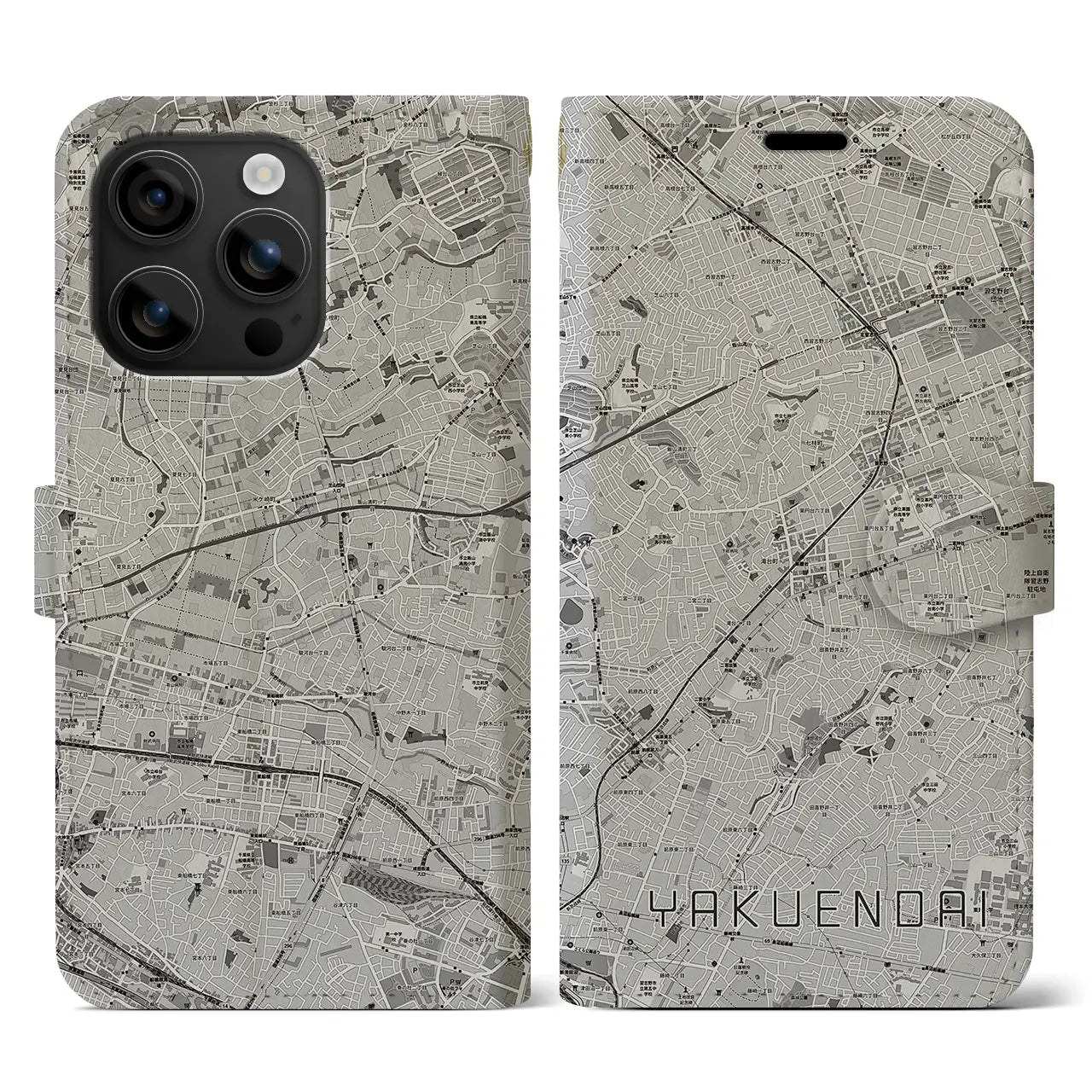 【薬園台(千葉県)】地図柄iPhoneケース(手帳タイプ)