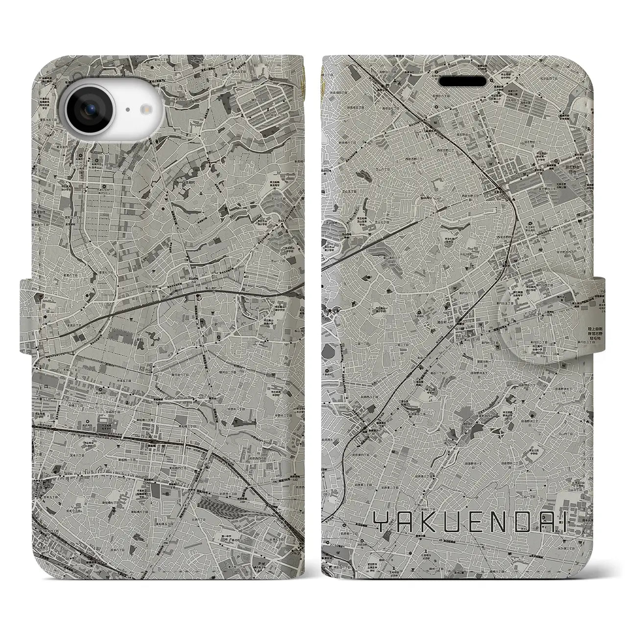 【薬園台(千葉県)】地図柄iPhoneケース(手帳タイプ)