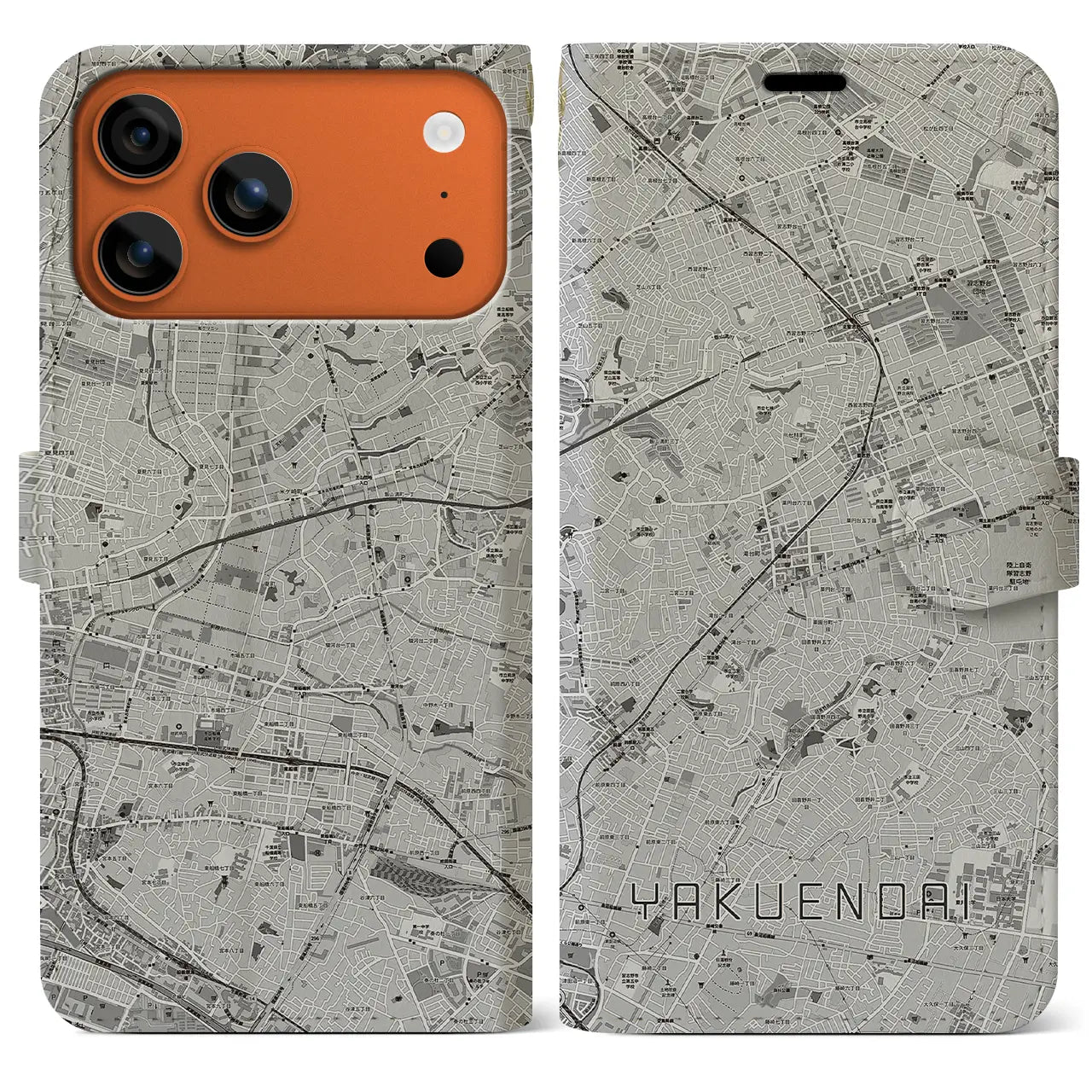 【薬園台(千葉県)】地図柄iPhoneケース(手帳タイプ)