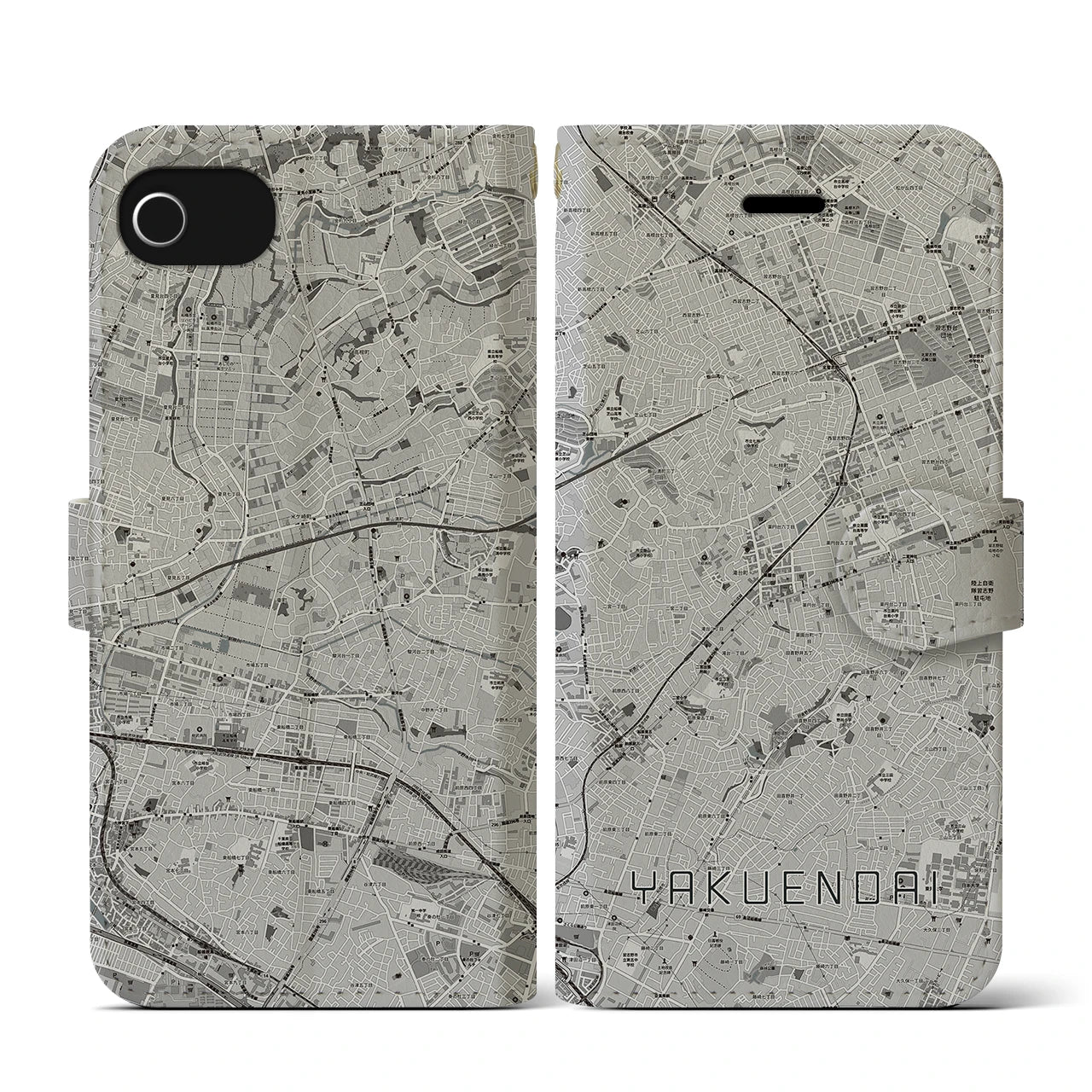 【薬園台(千葉県)】地図柄iPhoneケース(手帳タイプ)