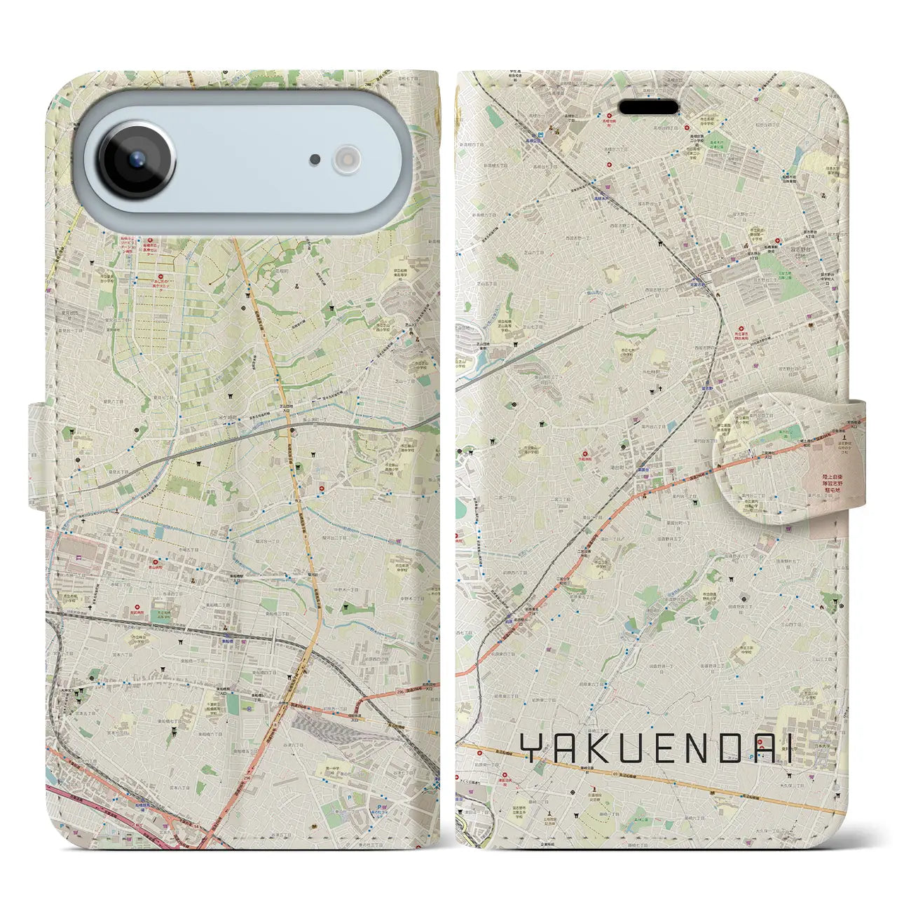 【薬園台(千葉県)】地図柄iPhoneケース(手帳タイプ)