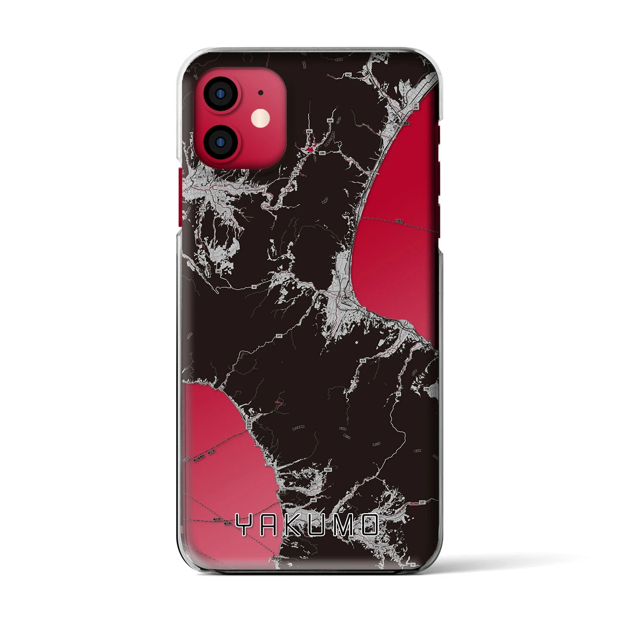 【八雲(北海道)】地図柄iPhoneケース(クリアタイプ)モノトーン・iPhone 11 用