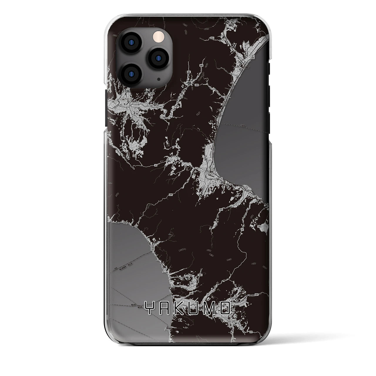 【八雲(北海道)】地図柄iPhoneケース(クリアタイプ)モノトーン・iPhone 11 Pro Max 用