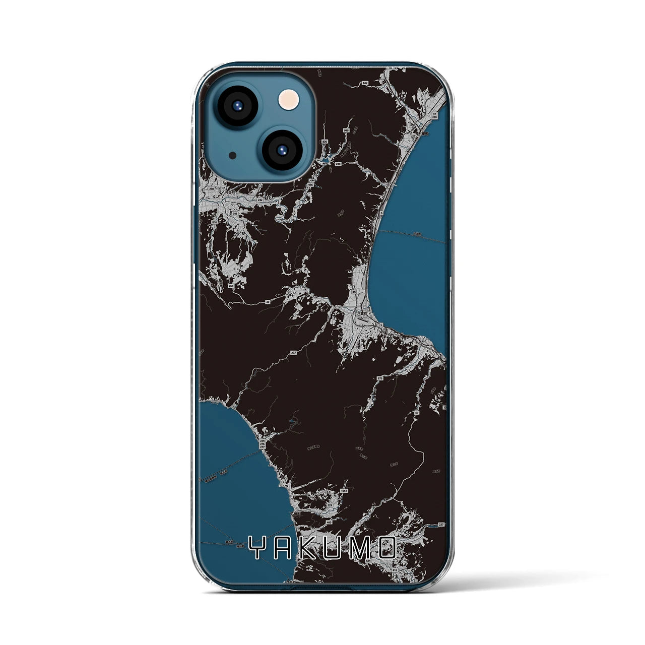 【八雲(北海道)】地図柄iPhoneケース(クリアタイプ)モノトーン・iPhone 13 用