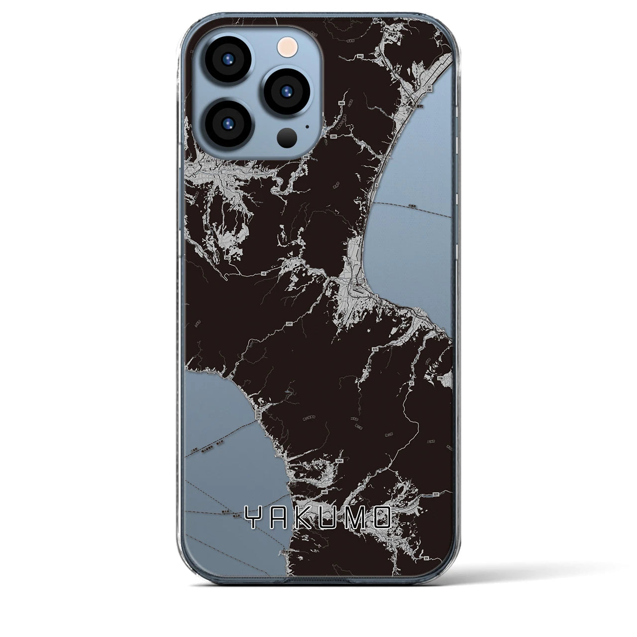 【八雲(北海道)】地図柄iPhoneケース(クリアタイプ)モノトーン・iPhone 13 Pro Max 用