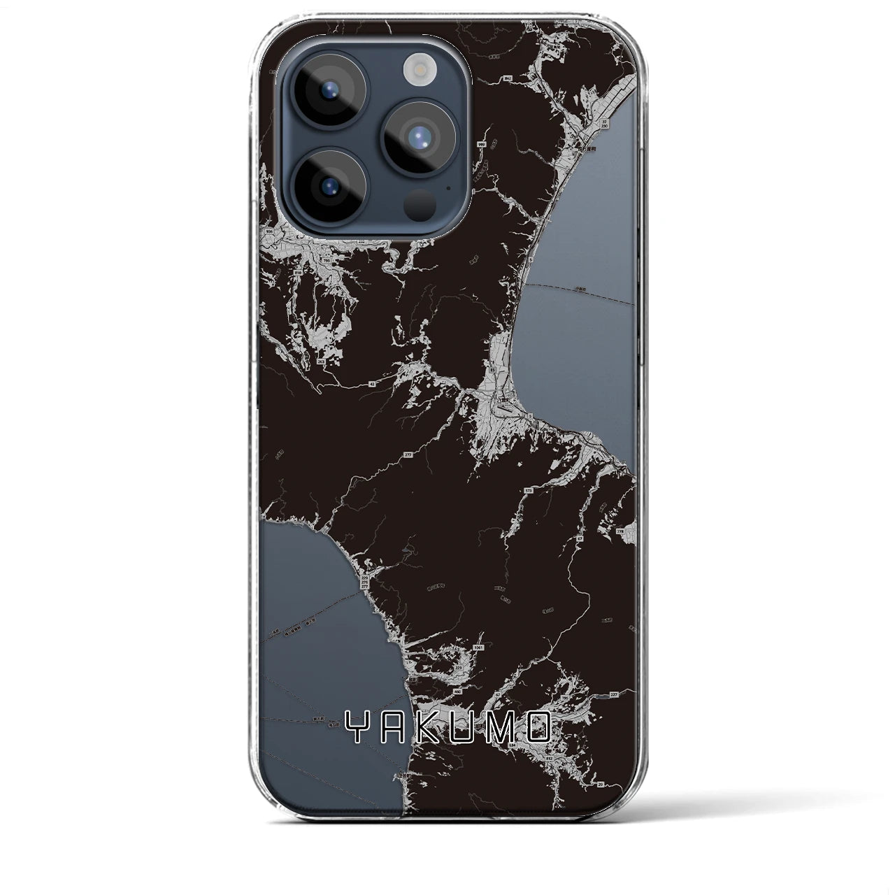 【八雲(北海道)】地図柄iPhoneケース(クリアタイプ)モノトーン・iPhone 15 Pro Max 用