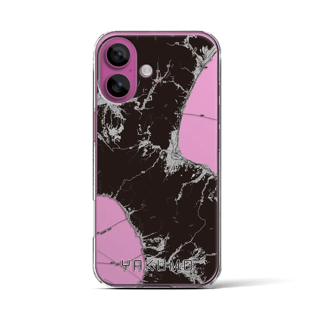 【八雲(北海道)】地図柄iPhoneケース(クリアタイプ)モノトーン・iPhone 16 Pro 用