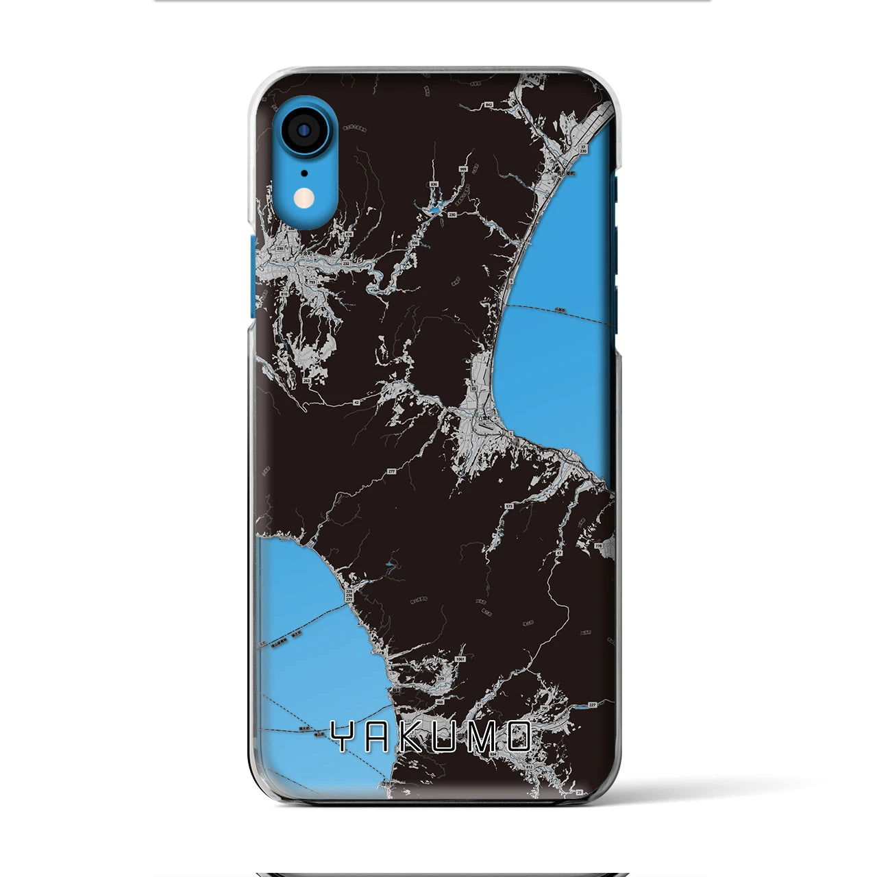 【八雲(北海道)】地図柄iPhoneケース(クリアタイプ)モノトーン・iPhone XR 用