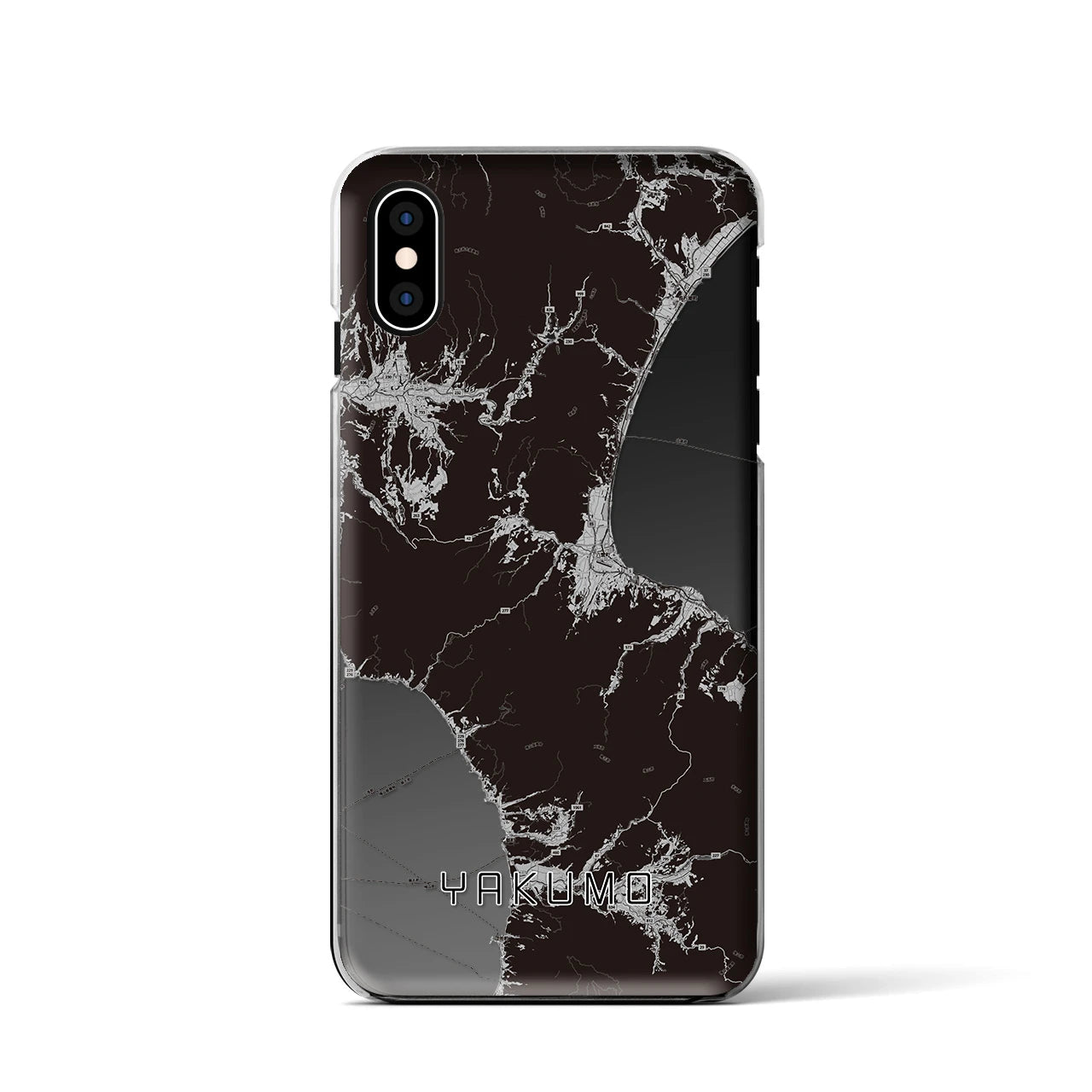 【八雲(北海道)】地図柄iPhoneケース(クリアタイプ)モノトーン・iPhone XS / X 用