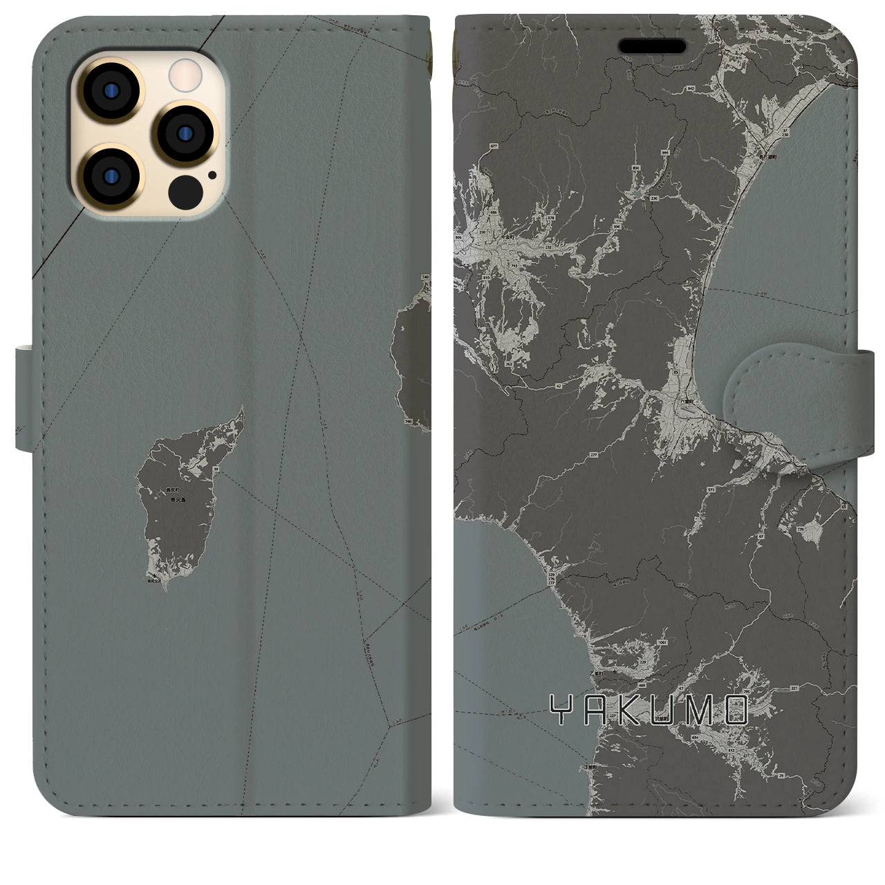 【八雲(北海道)】地図柄iPhoneケース(手帳タイプ)