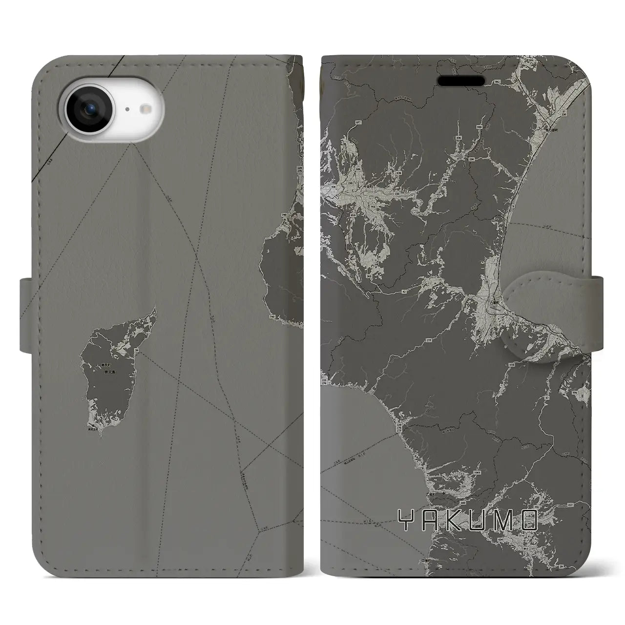 【八雲(北海道)】地図柄iPhoneケース(手帳タイプ)