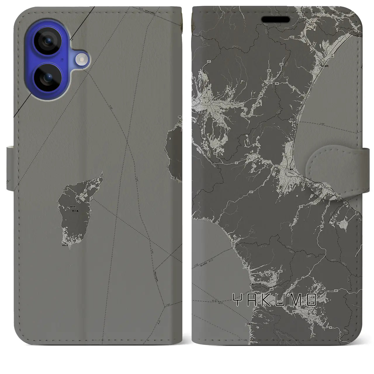 【八雲(北海道)】地図柄iPhoneケース(手帳タイプ)