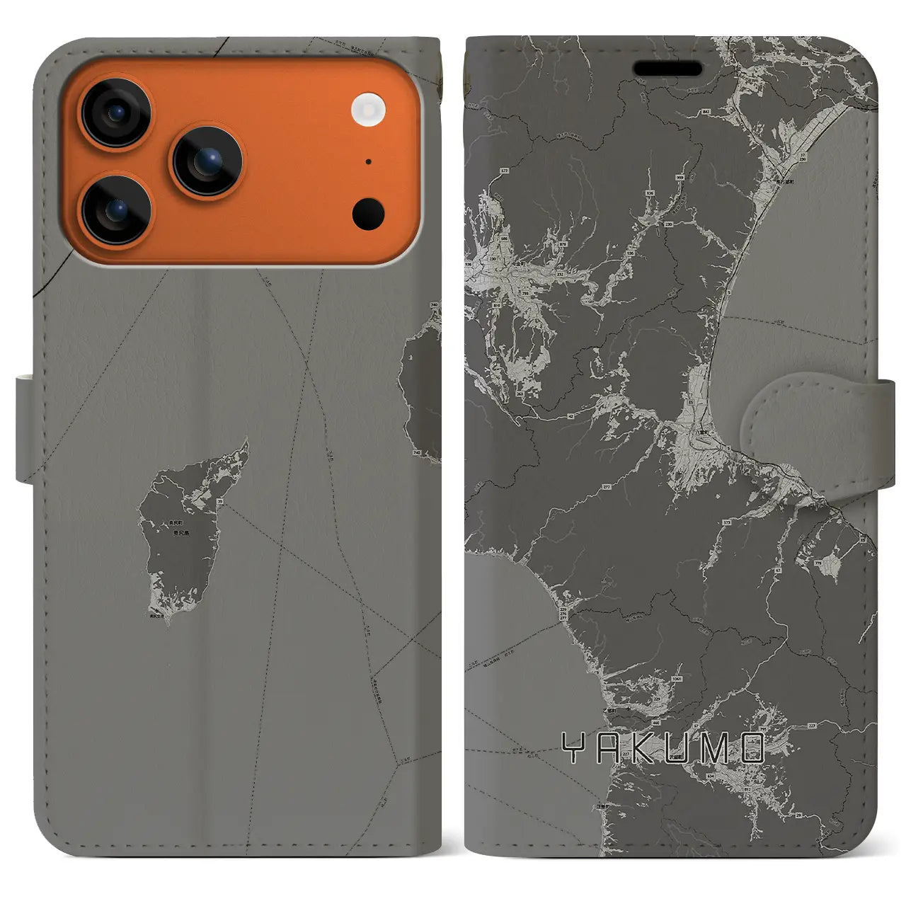 【八雲(北海道)】地図柄iPhoneケース(手帳タイプ)