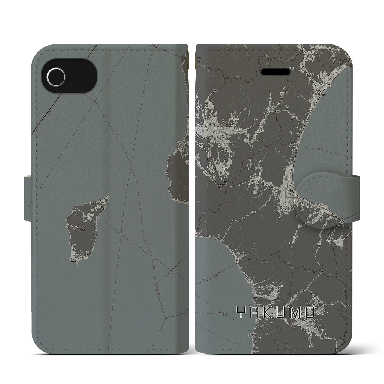 【八雲(北海道)】地図柄iPhoneケース(手帳タイプ)