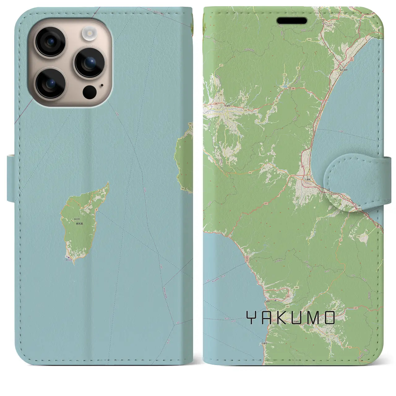 【八雲(北海道)】地図柄iPhoneケース(手帳タイプ)ナチュラル・iPhone 16 Plus 用