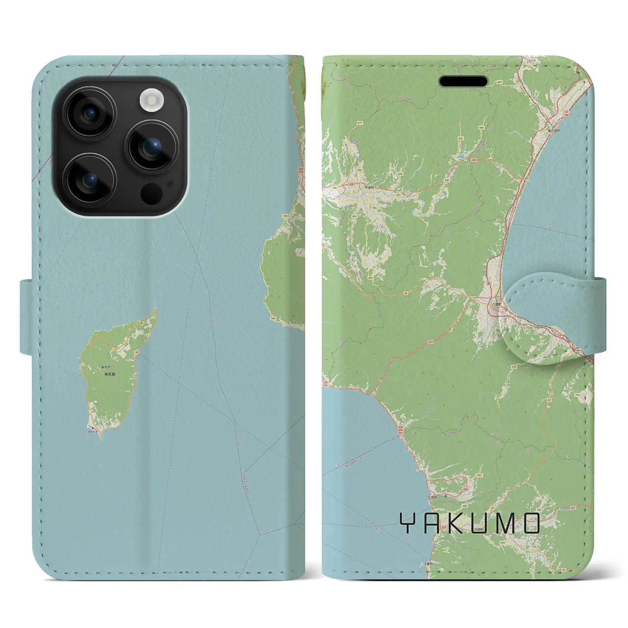 【八雲(北海道)】地図柄iPhoneケース(手帳タイプ)ナチュラル・iPhone 16 用