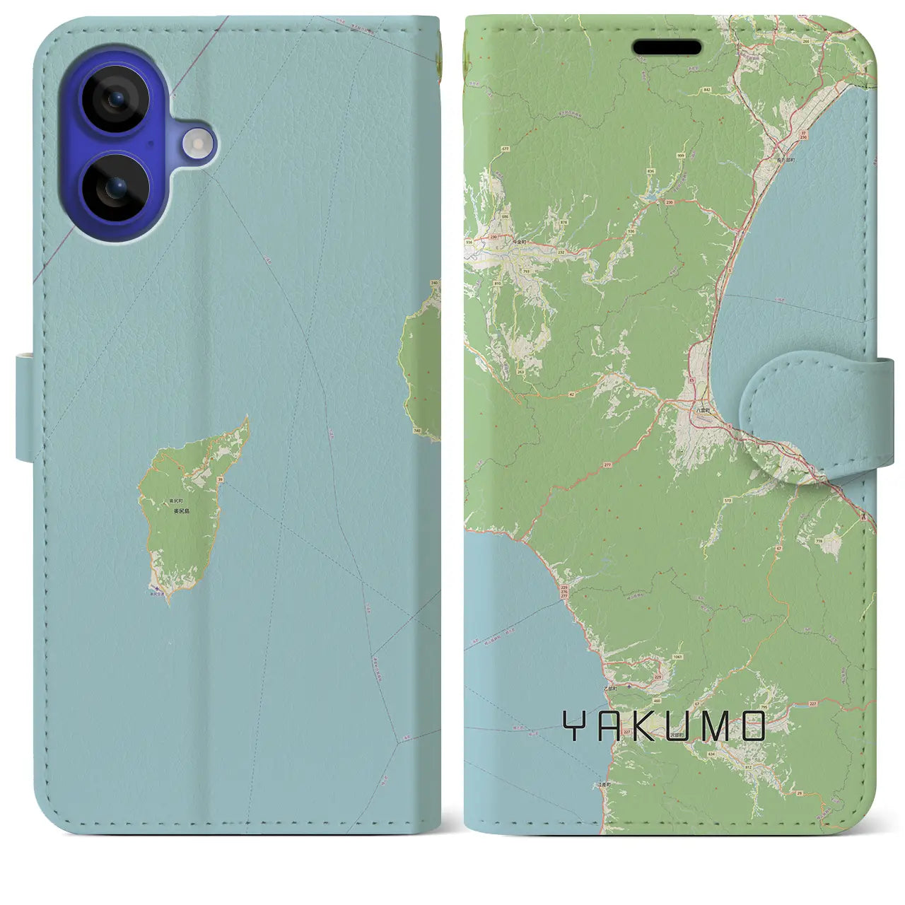 【八雲(北海道)】地図柄iPhoneケース(手帳タイプ)ナチュラル・iPhone 16 Pro Max 用