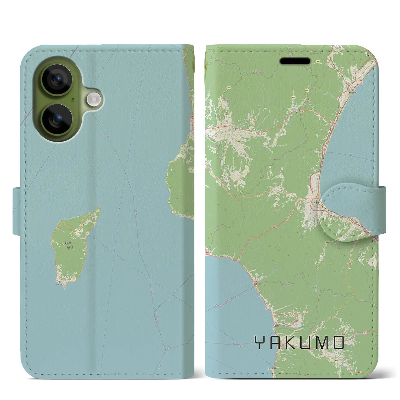 【八雲(北海道)】地図柄iPhoneケース(手帳タイプ)