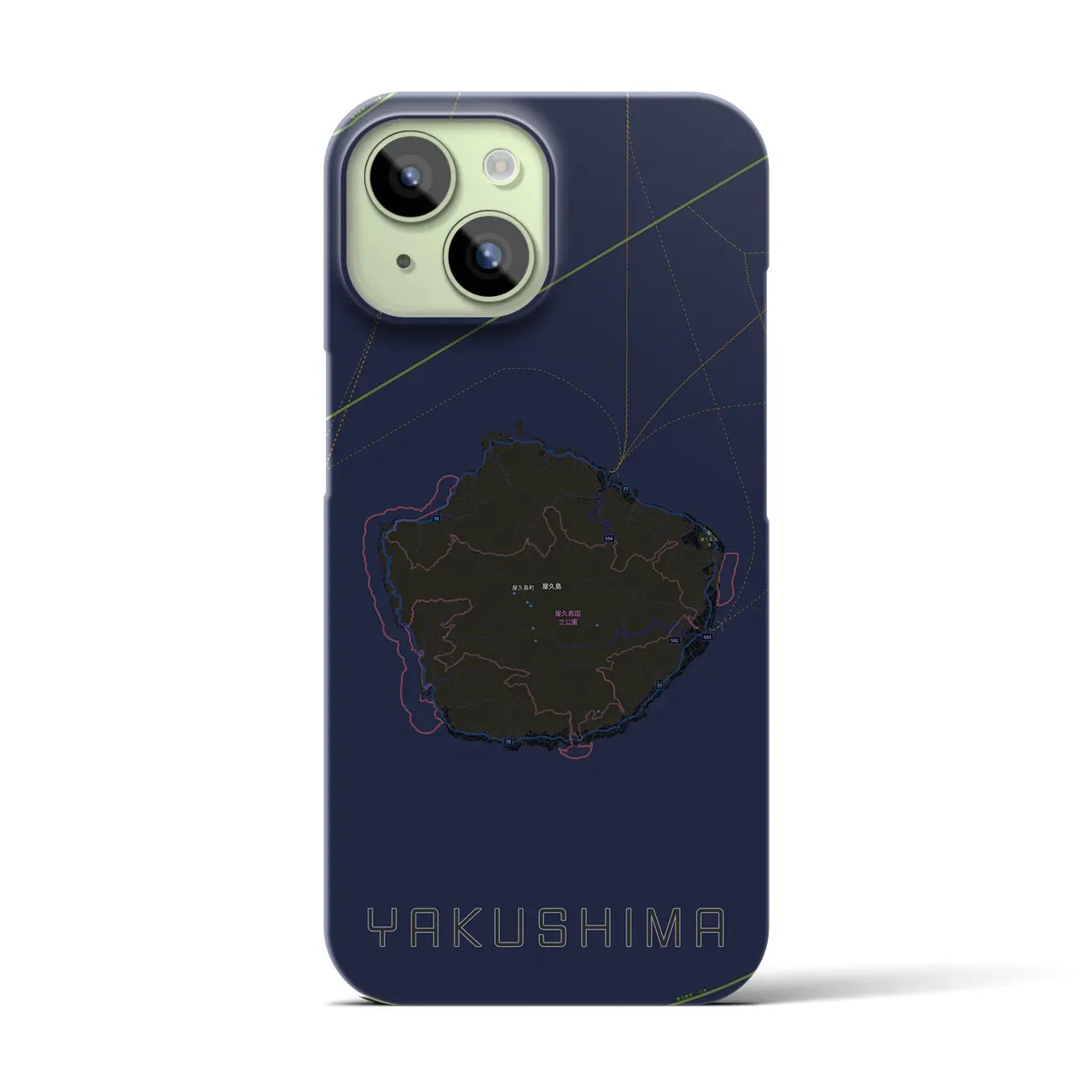 【屋久島(鹿児島県)】地図柄iPhoneケース(バックカバータイプ)