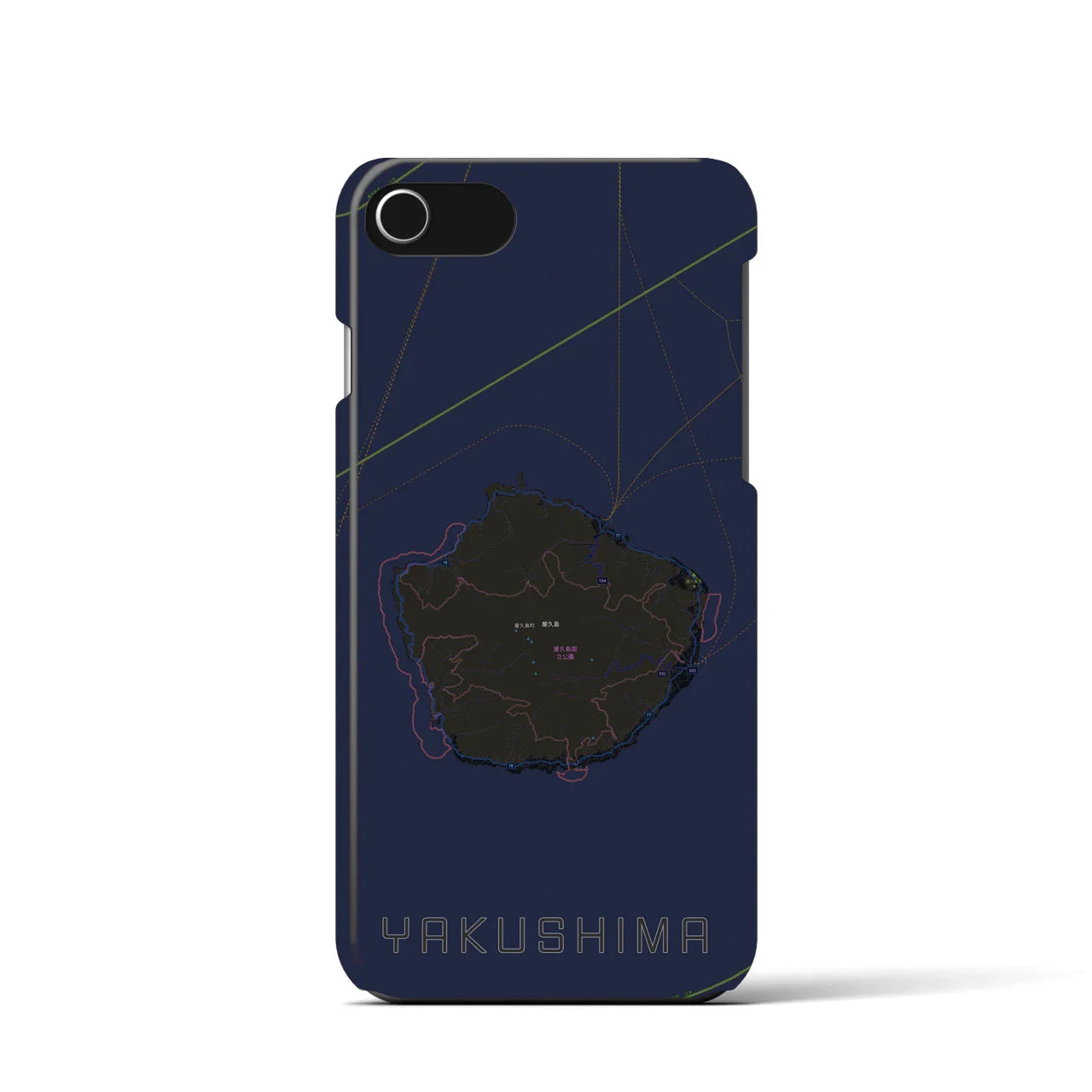 【屋久島(鹿児島県)】地図柄iPhoneケース(バックカバータイプ)