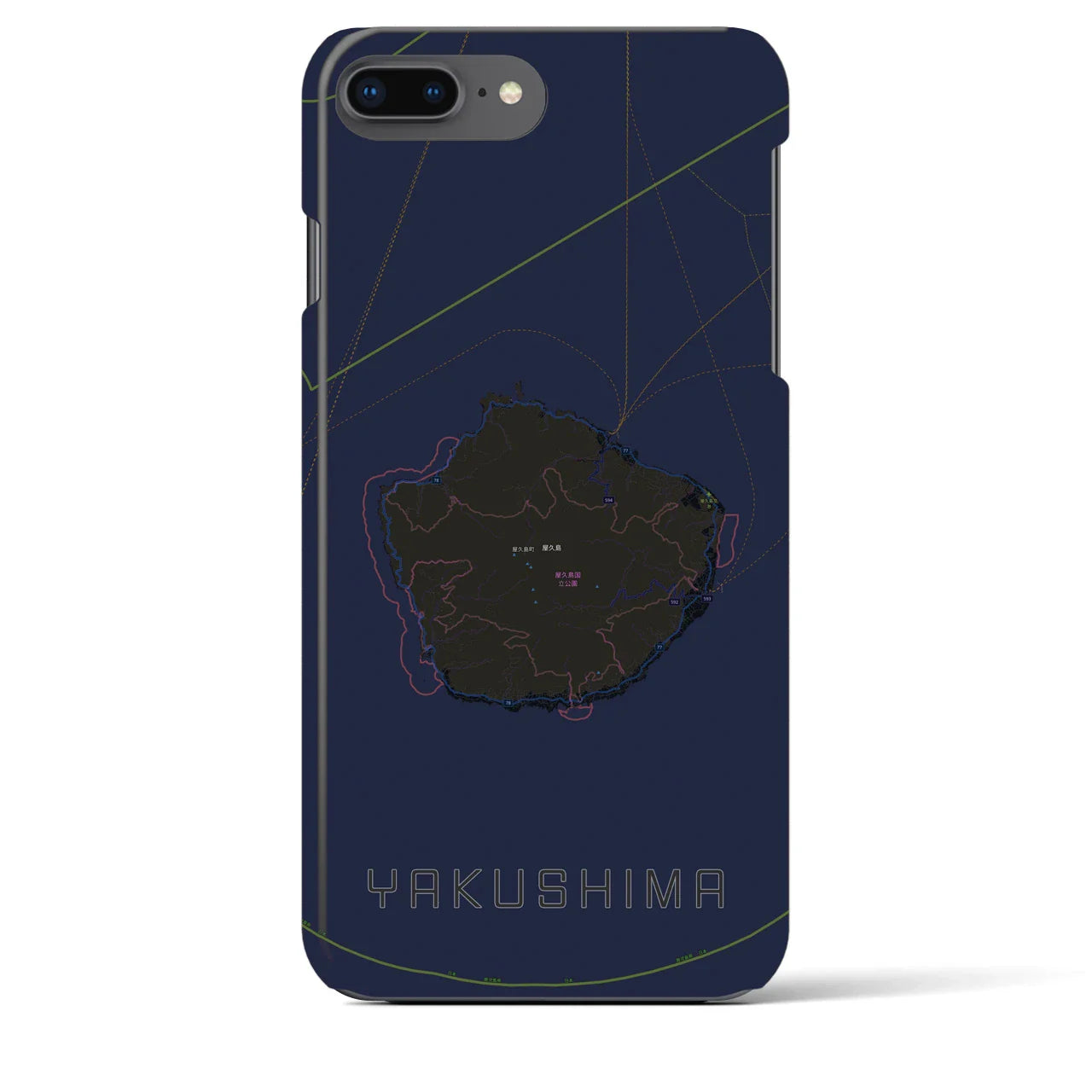 【屋久島(鹿児島県)】地図柄iPhoneケース(バックカバータイプ)