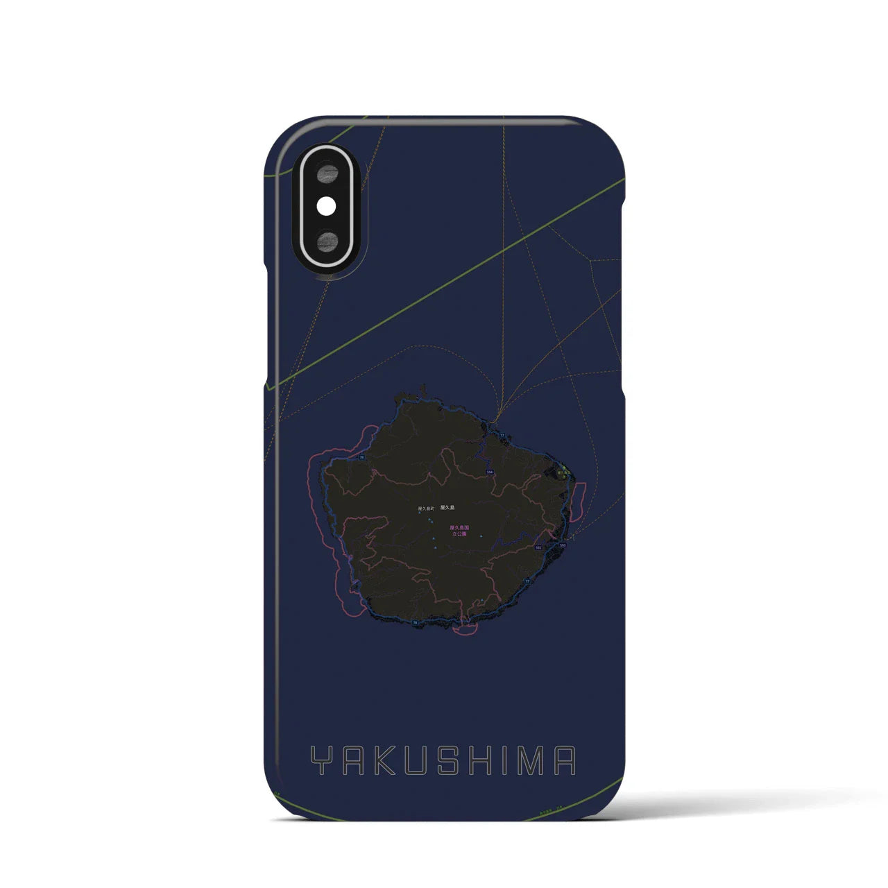 【屋久島(鹿児島県)】地図柄iPhoneケース(バックカバータイプ)
