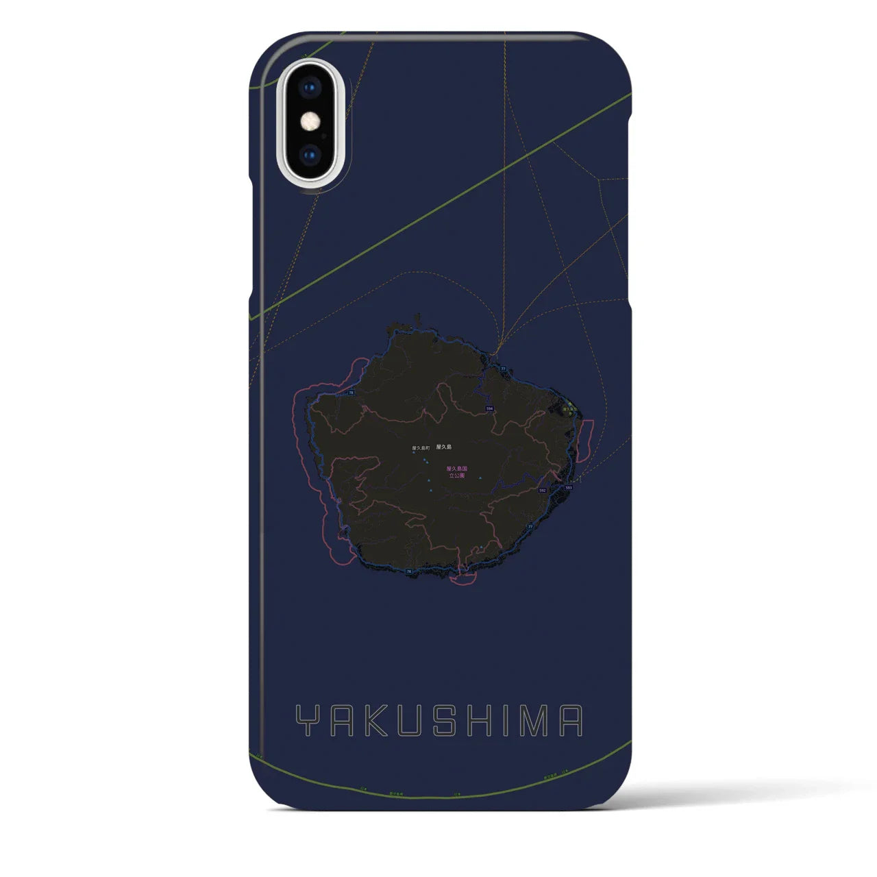 【屋久島(鹿児島県)】地図柄iPhoneケース(バックカバータイプ)