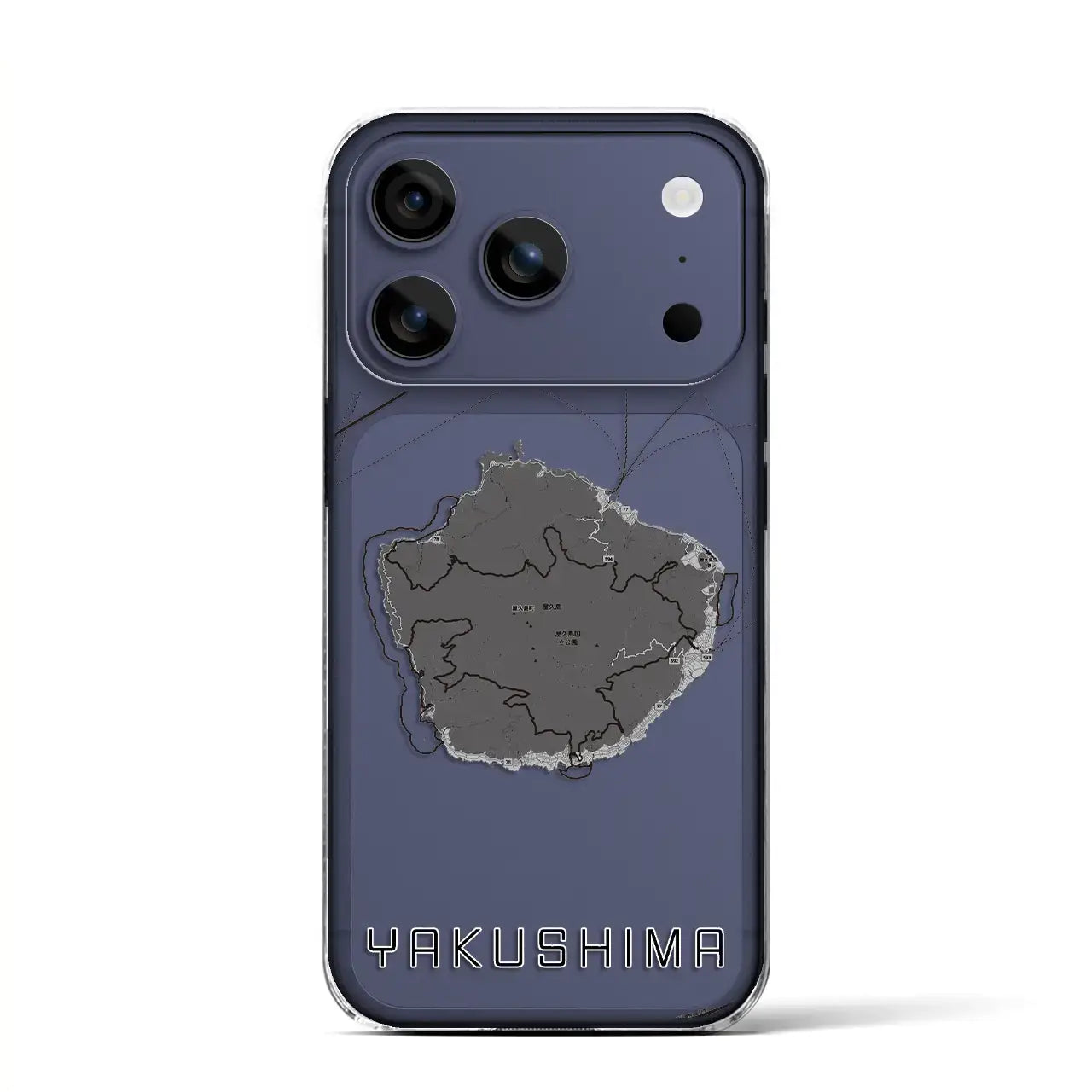 【屋久島(鹿児島県)】地図柄iPhoneケース(クリアタイプ)モノトーン・iPhone 17 Pro Max 用