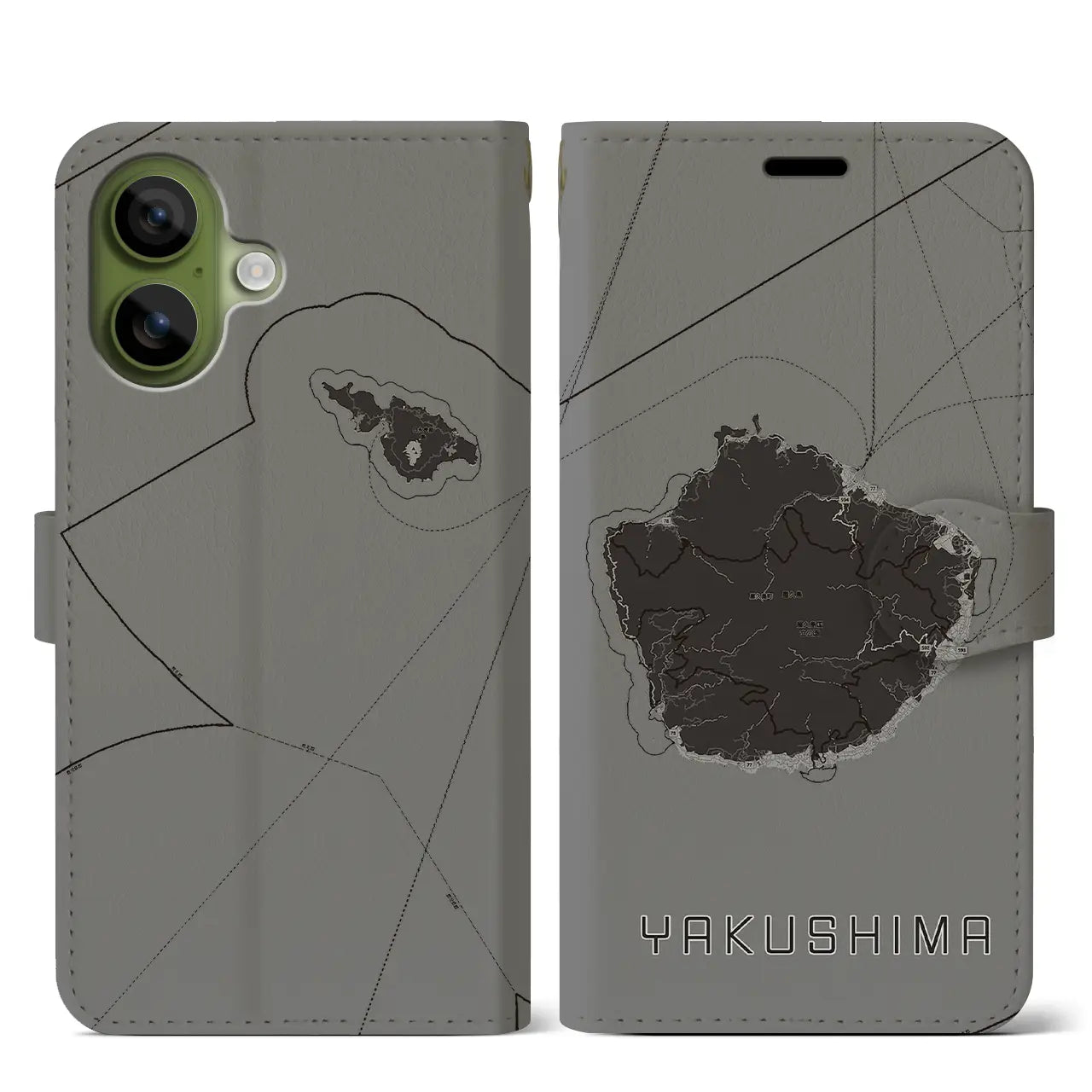 【屋久島(鹿児島県)】地図柄iPhoneケース(手帳タイプ)