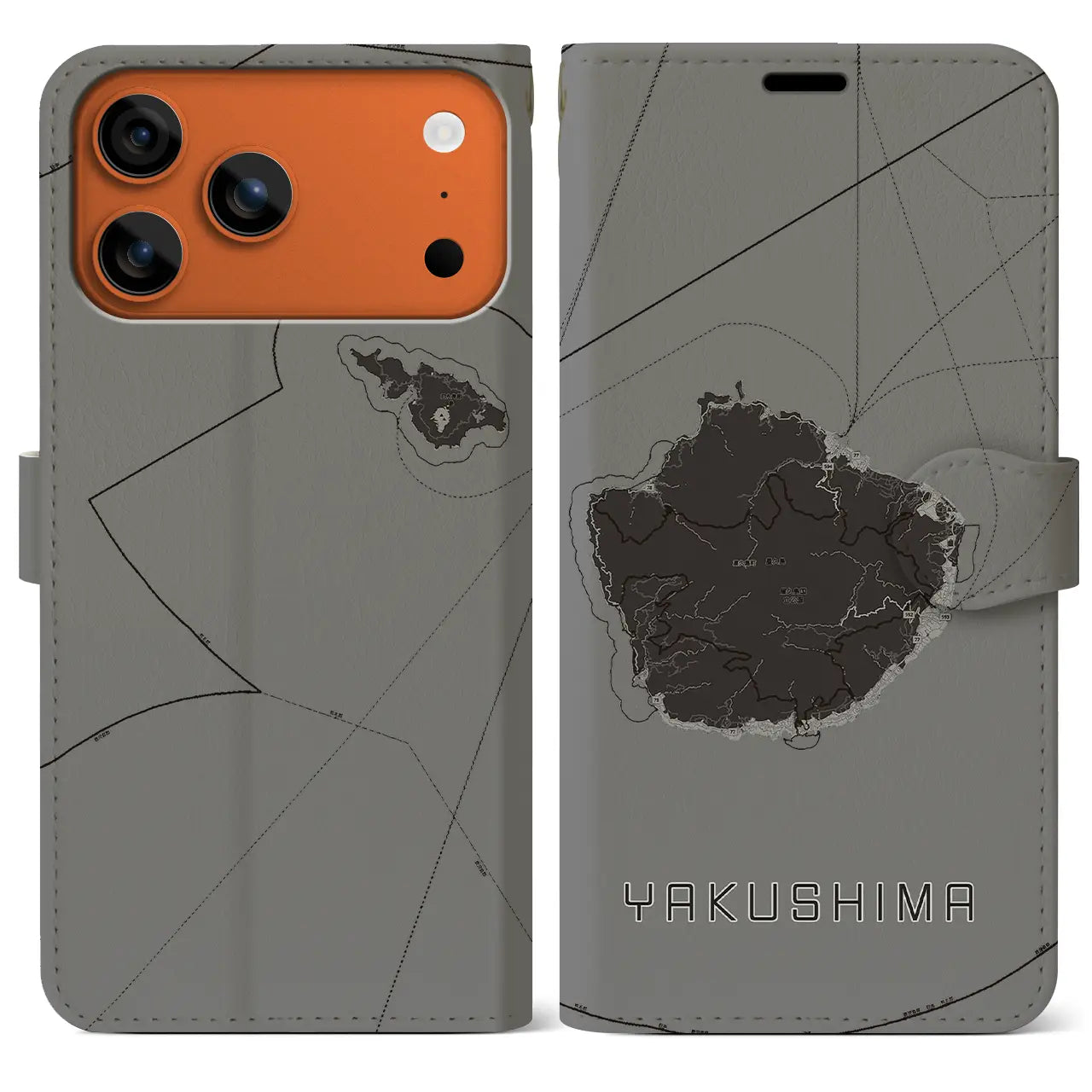 【屋久島(鹿児島県)】地図柄iPhoneケース(手帳タイプ)