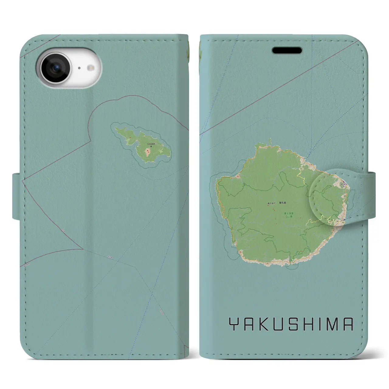 【屋久島(鹿児島県)】地図柄iPhoneケース(手帳タイプ)