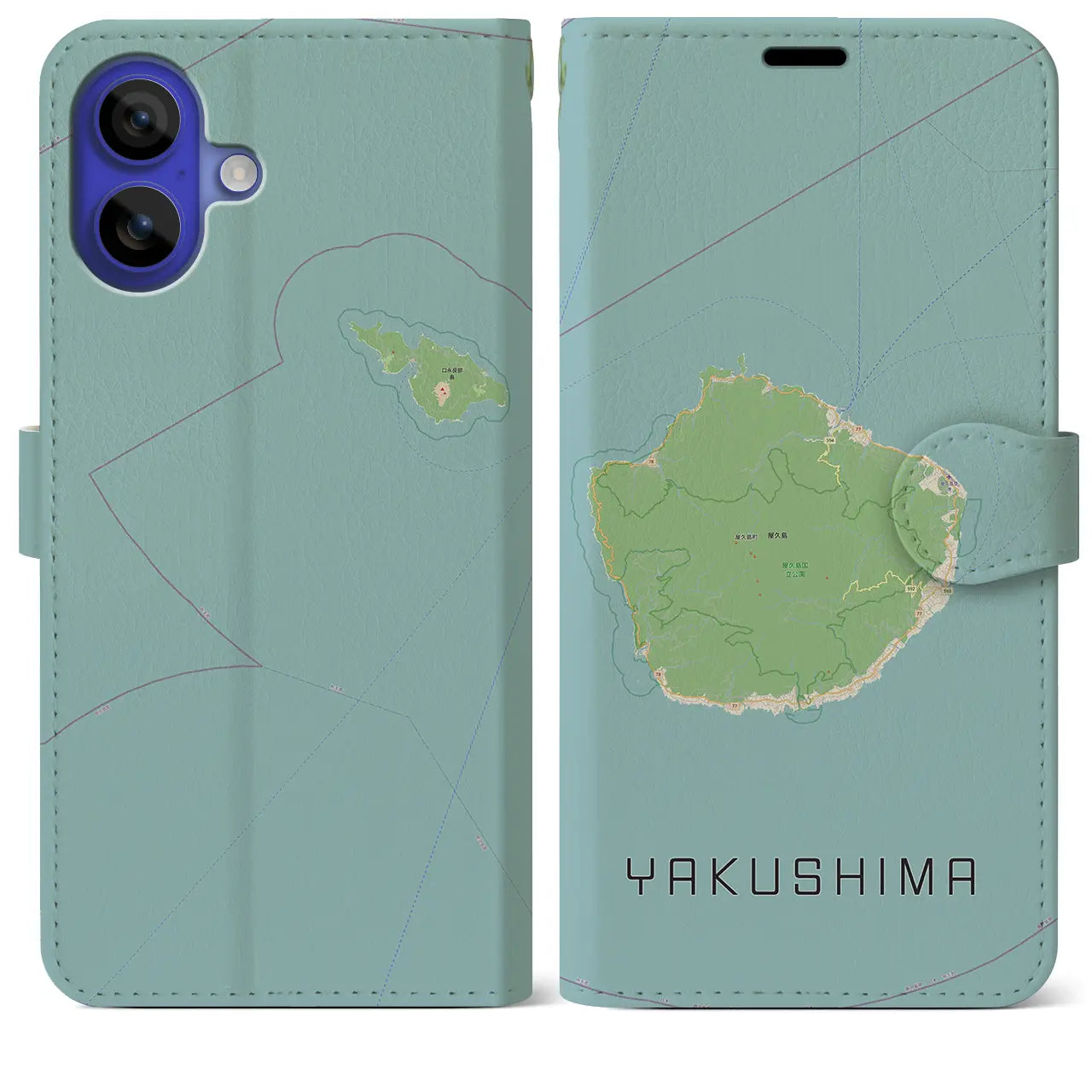 【屋久島(鹿児島県)】地図柄iPhoneケース(手帳タイプ)