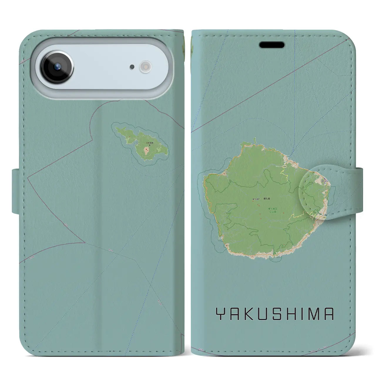 【屋久島(鹿児島県)】地図柄iPhoneケース(手帳タイプ)